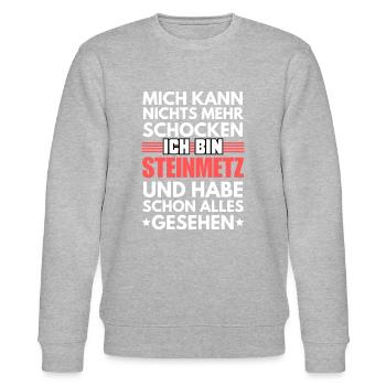 Non-shockable stonemason - Stanley/Stella CHANGER Unisex Organic Sweatshirt - heather grey - Front - Nik (191cm) & Marisol (170cm)