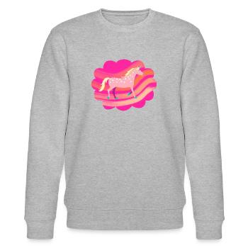 Niedliches, rosafarbenes, geflecktes Einhorn in einer Pastellwolke - Stanley/Stella Unisex Bio-Sweatshirt CHANGER  - Grau meliert - Vorne - Nik (191cm) & Marisol (170cm)