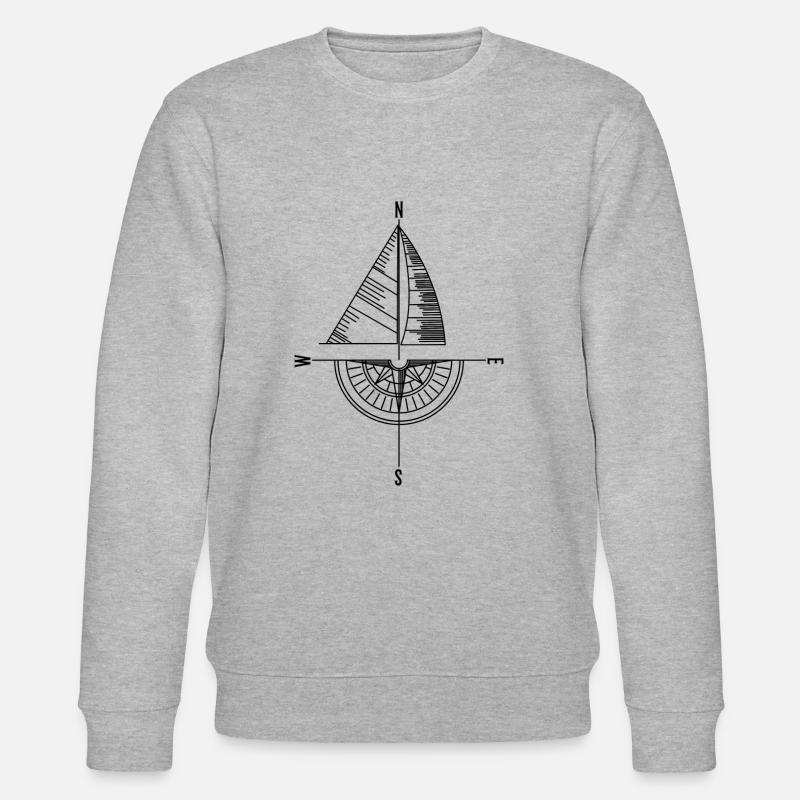 Segelboot Kompass Segler Geschenk - Stanley/Stella Unisex Bio-Sweatshirt CHANGER  - Grau meliert