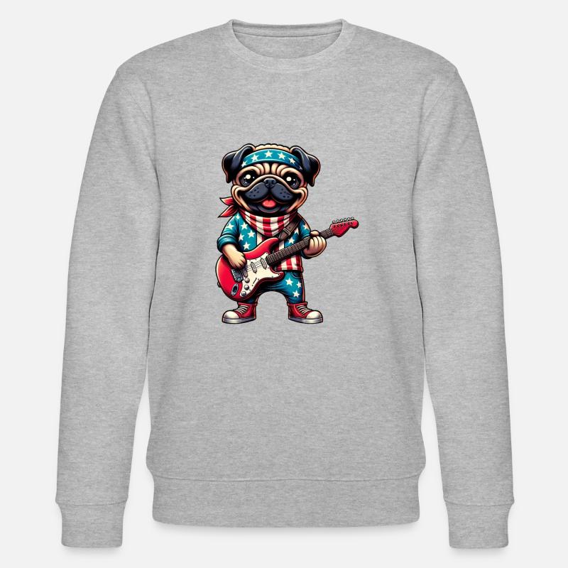 Mops-Gitarrist - Stanley/Stella Unisex Bio-Sweatshirt CHANGER  - Grau meliert