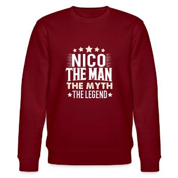Nico - Stanley/Stella Unisex Bio-Sweatshirt CHANGER  - Burgunderrot - Vorne - Nik (191cm) & Marisol (170cm)