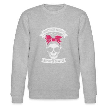 Daugthers of Arthritis Ibuprofen Chapter Biker - Stanley/Stella Unisex Bio-Sweatshirt CHANGER  - Grau meliert - Vorne - Nik (191cm) & Marisol (170cm)