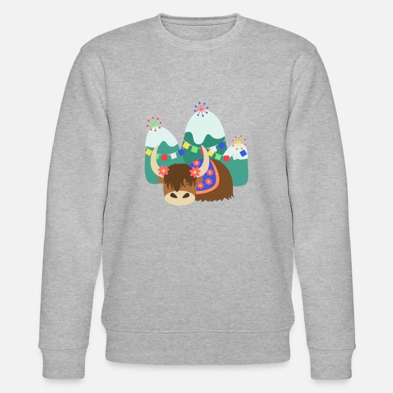 Schlafender tibetischer Yak - Stanley/Stella Unisex Bio-Sweatshirt CHANGER  - Grau meliert