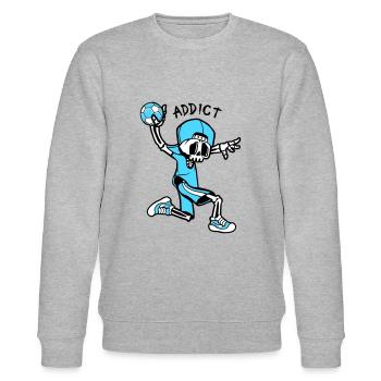 HANDBALL SÜCHTIG 100% - Stanley/Stella Unisex Bio-Sweatshirt CHANGER  - Grau meliert - Vorne - Nik (191cm) & Marisol (170cm)