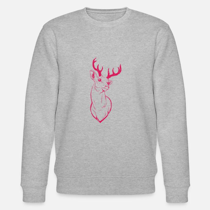 Hirsch Kopf - Lila - Stanley/Stella Unisex Bio-Sweatshirt CHANGER  - Grau meliert
