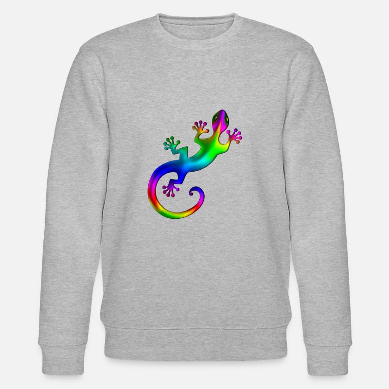 Gecko, Eidechse, Salamander, rainbow, Regenbogen - Stanley/Stella Unisex Bio-Sweatshirt CHANGER  - Grau meliert