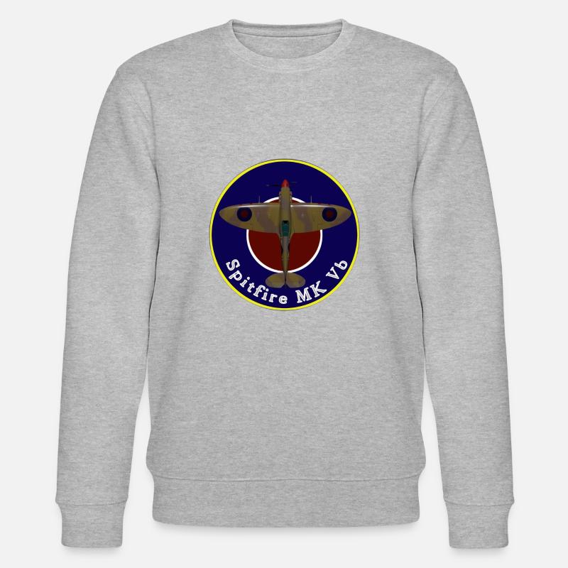 spitfire MK 5b trop mit kokarde - Stanley/Stella Unisex Bio-Sweatshirt CHANGER  - Grau meliert