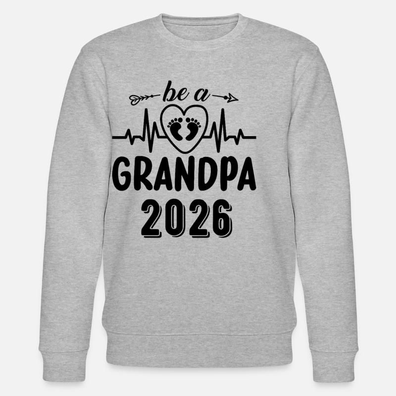 Werde Opa 2026 Herzschlag Design - Stanley/Stella Unisex Bio-Sweatshirt CHANGER  - Grau meliert