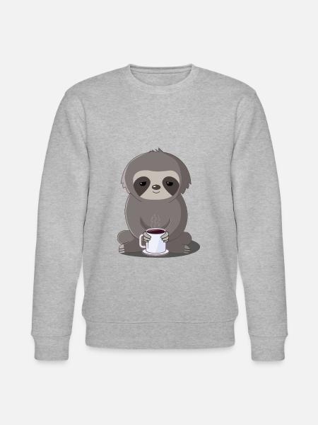 Sloth and coffee - Stanley/Stella CHANGER Unisex Organic Sweatshirt - heather grey