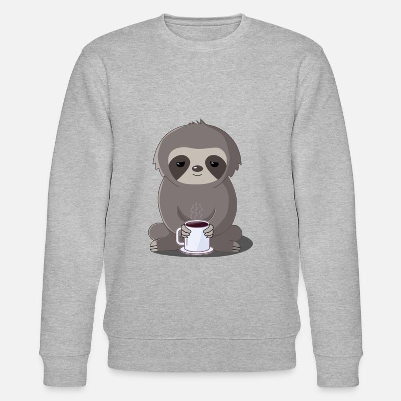 Sloth and coffee - Stanley/Stella CHANGER Unisex Organic Sweatshirt - heather grey