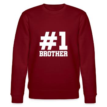 Bruderherz Bester Bruder der Welt Geschenkidee - Stanley/Stella Unisex Bio-Sweatshirt CHANGER  - Burgunderrot - Vorne - Nik (191cm) & Marisol (170cm)