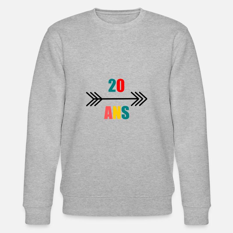 20 ANS,20e ANNIVERSAIRE,ANNIVERSAIRE 20 ANS,20 - Sweat bio CHANGER Stanley/Stella Unisexe - gris chiné