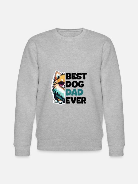 Best Dog Dad Ever - Pomeranian - Stanley/Stella CHANGER Unisex Organic Sweatshirt - heather grey