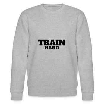 Train hard - Stanley/Stella Unisex Bio-Sweatshirt CHANGER  - Grau meliert - Vorne - Nik (191cm) & Marisol (170cm)