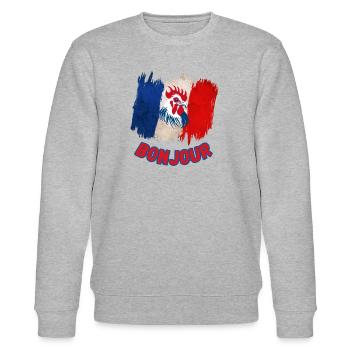 Bonjour france-französischer Stolz Gallischer Hahn - Stanley/Stella Unisex Bio-Sweatshirt CHANGER  - Grau meliert - Vorne - Nik (191cm) & Marisol (170cm)