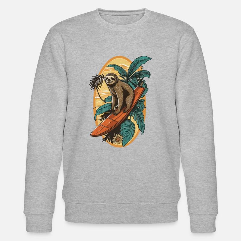 Surfing Sloth - Stanley/Stella CHANGER Unisex Organic Sweatshirt - heather grey