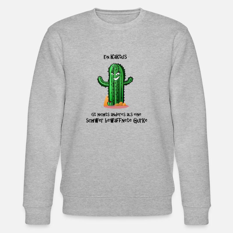 Kaktus schwer bewaffnete Gurke Spruch - Stanley/Stella Unisex Bio-Sweatshirt CHANGER  - Grau meliert