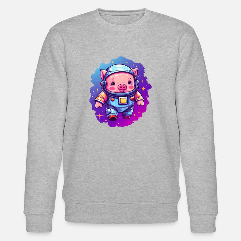 Süßes Schwein im All! - Stanley/Stella Unisex Bio-Sweatshirt CHANGER  - Grau meliert