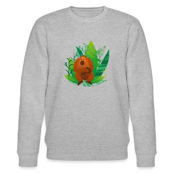 Orang Utan im Grünen - Stanley/Stella Unisex Bio-Sweatshirt CHANGER  - Grau meliert - Vorne - Nik (191cm) & Marisol (170cm)