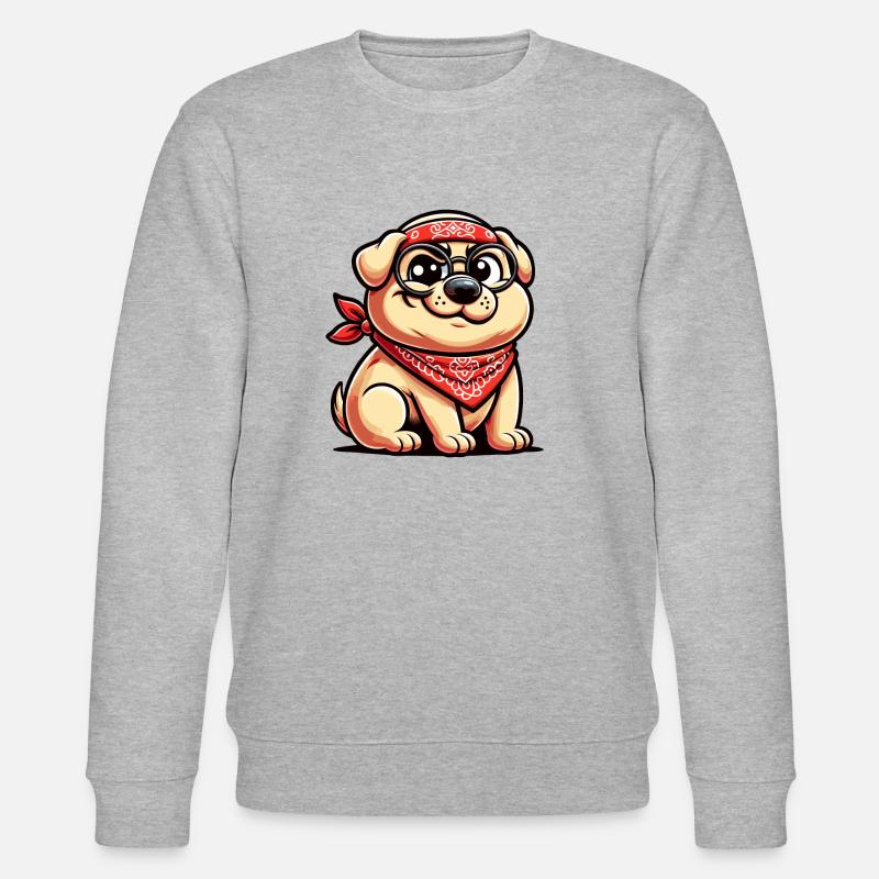 Cooler Hund mit Brille - Stanley/Stella Unisex Bio-Sweatshirt CHANGER  - Grau meliert