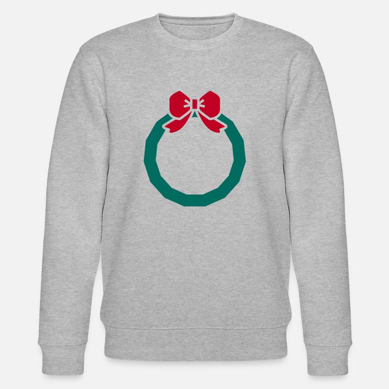 Weihnachtskranz mit rotem Band - Stanley/Stella Unisex Bio-Sweatshirt CHANGER  - Grau meliert