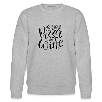 Wahre Liebe - Pizza & Wine - Stanley/Stella Unisex Bio-Sweatshirt CHANGER  - Grau meliert - Vorne - Nik (191cm) & Marisol (170cm)