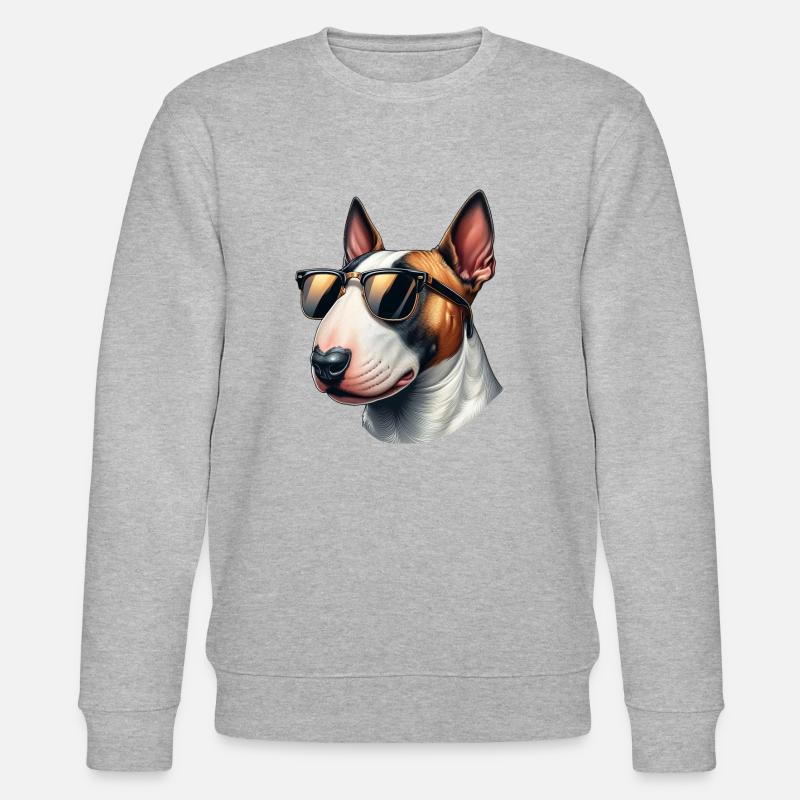 Bullterrier mit Sonnenbrille - Stanley/Stella Unisex Bio-Sweatshirt CHANGER  - Grau meliert