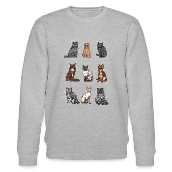 Katzenrassen - Stanley/Stella Unisex Bio-Sweatshirt CHANGER  - Grau meliert - Vorne - Nik (191cm) & Marisol (170cm)