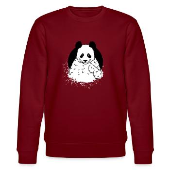 Süßer Panda, Handgezeichnet, Vintage Style - Stanley/Stella Unisex Bio-Sweatshirt CHANGER  - Burgunderrot - Vorne - Nik (191cm) & Marisol (170cm)