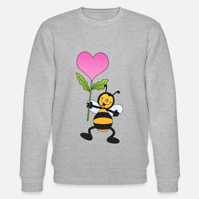 Biene mit Herz Blume - Stanley/Stella Unisex Bio-Sweatshirt CHANGER  - Grau meliert