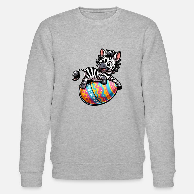 Ostern Zebra Osterei Comic - Stanley/Stella Unisex Bio-Sweatshirt CHANGER  - Grau meliert
