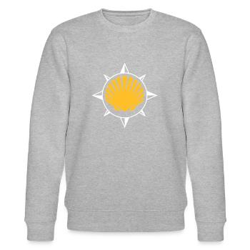 Jakobsmuschel | Camino de Santiago | Jakobsweg - Stanley/Stella Unisex Bio-Sweatshirt CHANGER  - Grau meliert - Vorne - Nik (191cm) & Marisol (170cm)