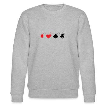 Kartenspiel Skat Poker Canasta Doppelkopf Geschenk - Stanley/Stella Unisex Bio-Sweatshirt CHANGER  - Grau meliert - Vorne - Nik (191cm) & Marisol (170cm)