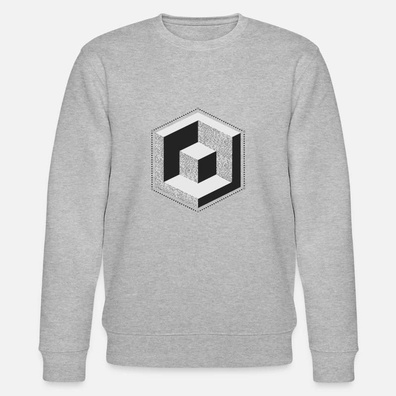 geometric cube - Stanley/Stella CHANGER Unisex Organic Sweatshirt - heather grey