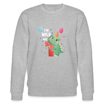 Geburtstag 1 Jahr Dinosaurier Dino 1. Geburtstag - Stanley/Stella Unisex Bio-Sweatshirt CHANGER  - Grau meliert - Vorne - Nik (191cm) & Marisol (170cm)