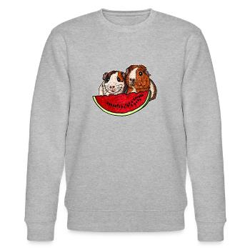 Meerschweinchen mit Wassermelone - Stanley/Stella Unisex Bio-Sweatshirt CHANGER  - Grau meliert - Vorne - Nik (191cm) & Marisol (170cm)
