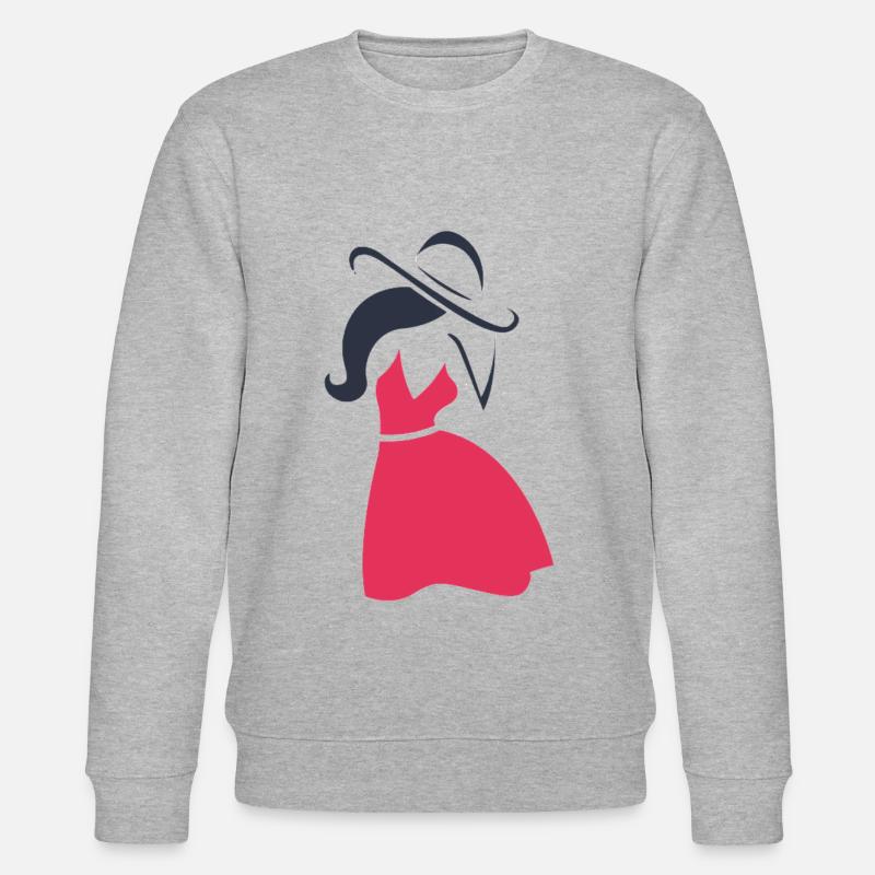 Frau Kleid Hut Weiblich Lady Silhouette Geschenk - Stanley/Stella Unisex Bio-Sweatshirt CHANGER  - Grau meliert