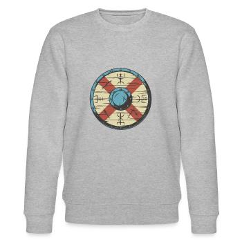 Wikinger Schild - Stanley/Stella Unisex Bio-Sweatshirt CHANGER  - Grau meliert - Vorne - Nik (191cm) & Marisol (170cm)