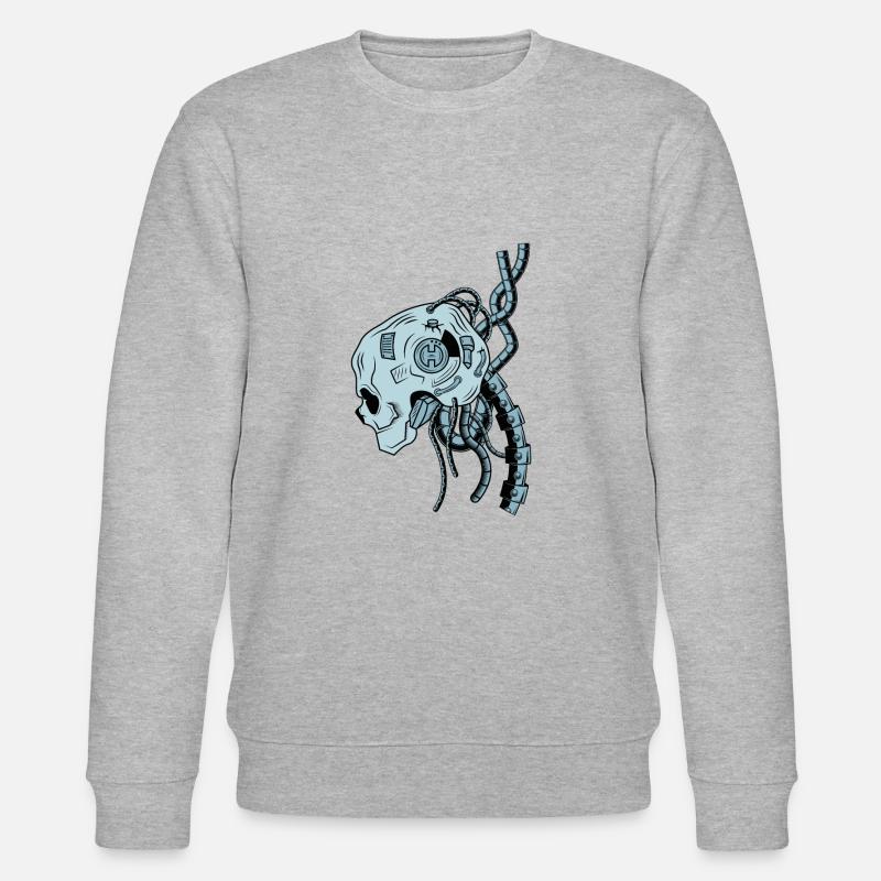Roboter Totenkopf - Stanley/Stella Unisex Bio-Sweatshirt CHANGER - Grau meliert