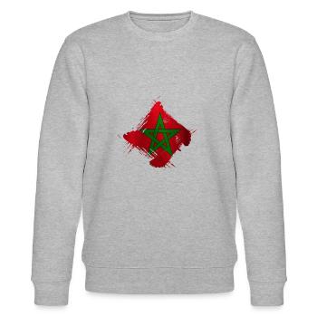 Flagge von Marokko - Stanley/Stella Unisex Bio-Sweatshirt CHANGER  - Grau meliert - Vorne - Nik (191cm) & Marisol (170cm)