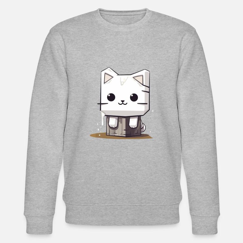 verträumte Marshmello Kitty "Sticky" - Stanley/Stella Unisex Bio-Sweatshirt CHANGER  - Grau meliert