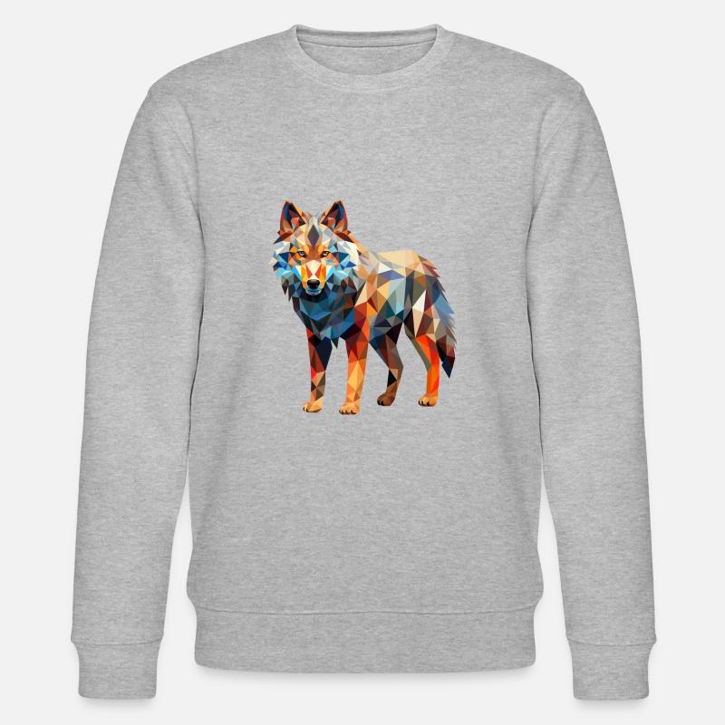 Wolf Geometrisch Zeichnung - Stanley/Stella Unisex Bio-Sweatshirt CHANGER  - Grau meliert