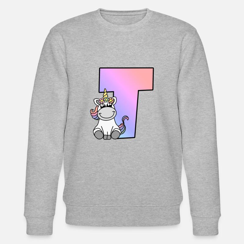 Einhorn Buchstabe T - Stanley/Stella Unisex Bio-Sweatshirt CHANGER  - Grau meliert