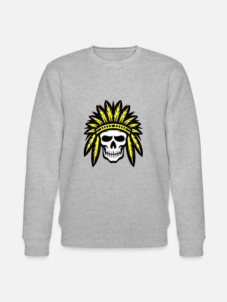 Apache Indian Chief Skull - Stanley/Stella CHANGER Unisex Organic Sweatshirt - heather grey