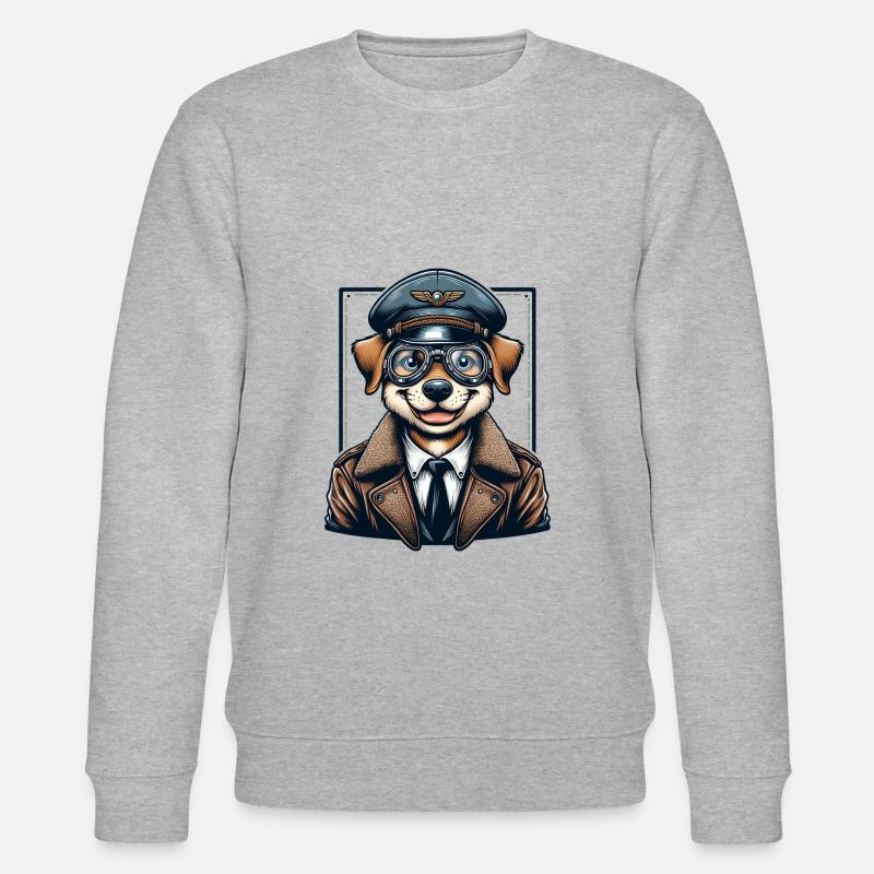 Cute Dog Pilot - Stanley/Stella Unisex Bio-Sweatshirt CHANGER  - Grau meliert