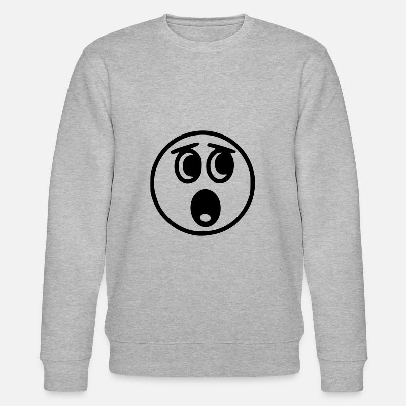 Emoji sketch effrayé noir - Sweat bio CHANGER Stanley/Stella Unisexe - gris chiné
