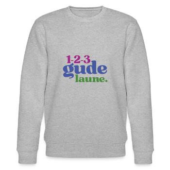 123 Gude Laune - Spruchmotiv für gute Laune - Stanley/Stella Unisex Bio-Sweatshirt CHANGER  - Grau meliert - Vorne - Nik (191cm) & Marisol (170cm)