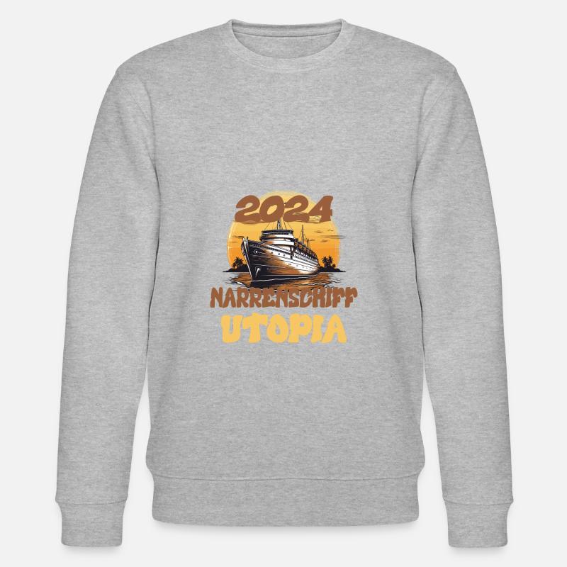 Narrenschiff Utopia, Zitat - Stanley/Stella Unisex Bio-Sweatshirt CHANGER  - Grau meliert