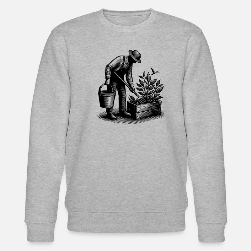 Hobbygärtner bei Gartenarbeit - Stanley/Stella Unisex Bio-Sweatshirt CHANGER  - Grau meliert