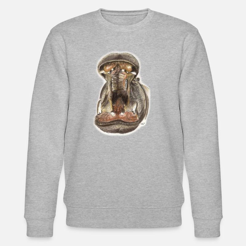 Flusspferd Hippo Maul Illustration - Stanley/Stella Unisex Bio-Sweatshirt CHANGER - Grau meliert